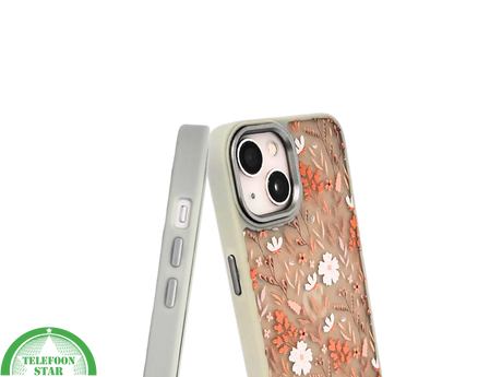 Floral Softcase iPhone 13 / 14 &ndash; Bloemen Hoesje met Groene Rand | Telefoonstar