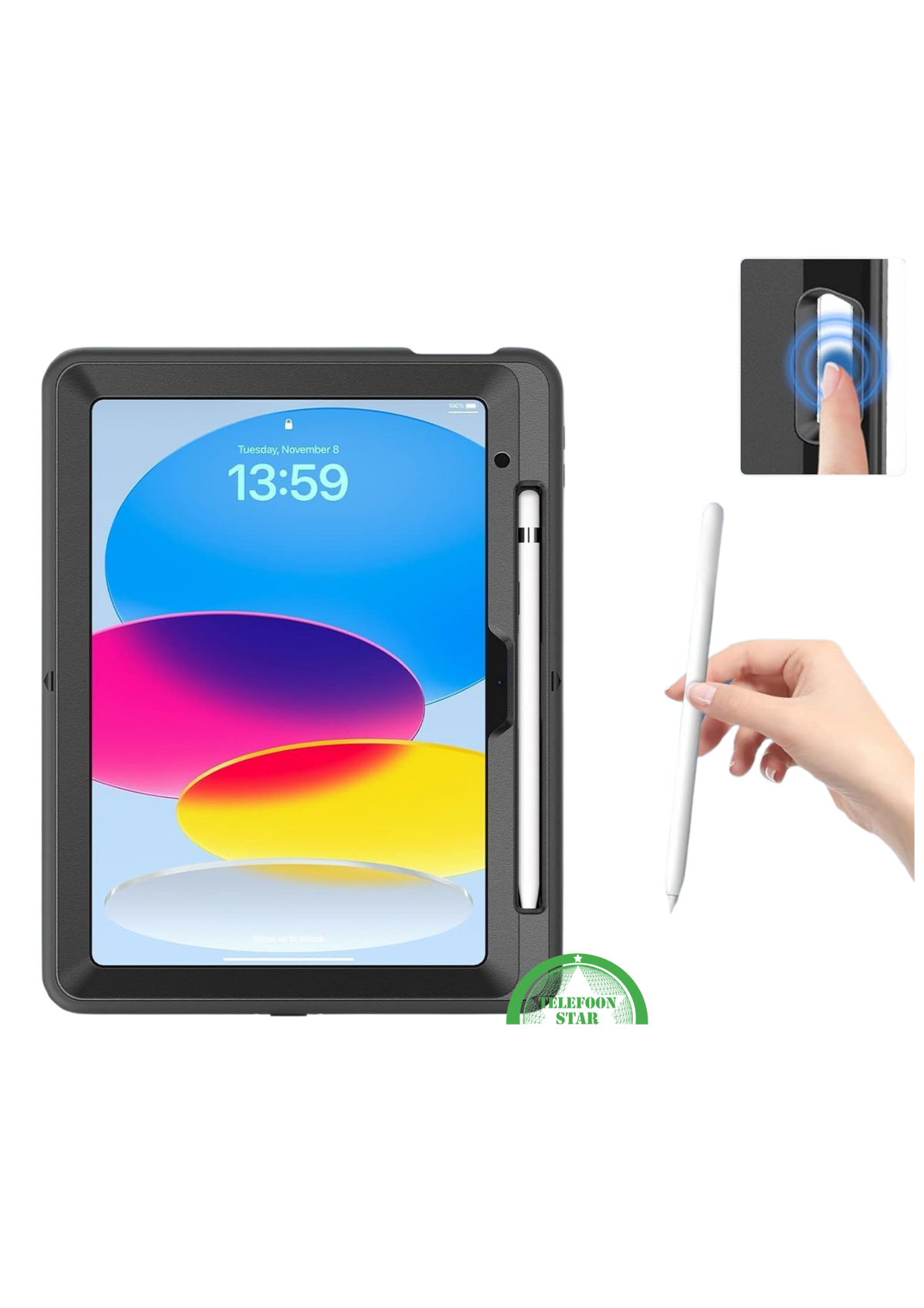 Mobigear SureGrip Xtreme iPad 10.9 (2022) Hoes Hard Kunststof,Siliconen Backcover Standaard - Zwart