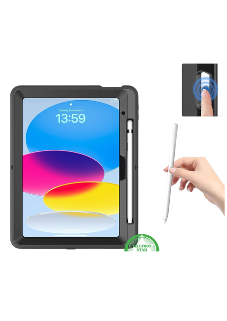 Mobigear SureGrip Xtreme iPad 10.9 (2022) Hoes Hard Kunststof,Siliconen Backcover Standaard - Zwart