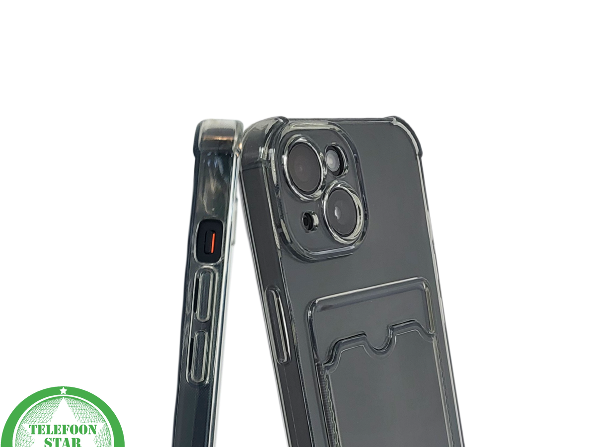 iPhone 15 Transparant Hoesje &ndash; Met Opklapbare Kaarthouder &amp; Stevige Bescherming