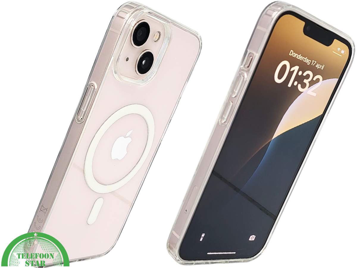 ClearMag Halo &ndash; Transparant iPhone 13 / 14 Hoesje met Witte Magneetring | Telefoonstar.nl