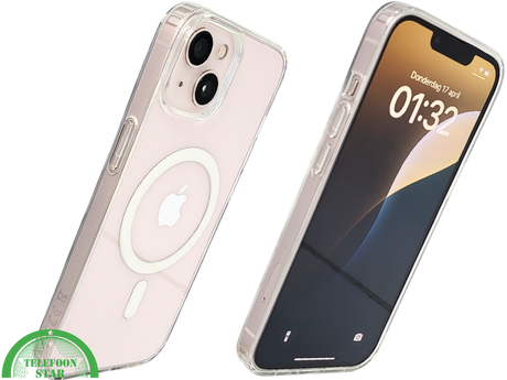 ClearMag Halo &ndash; Transparant iPhone 13 / 14 Hoesje met Witte Magneetring | Telefoonstar.nl