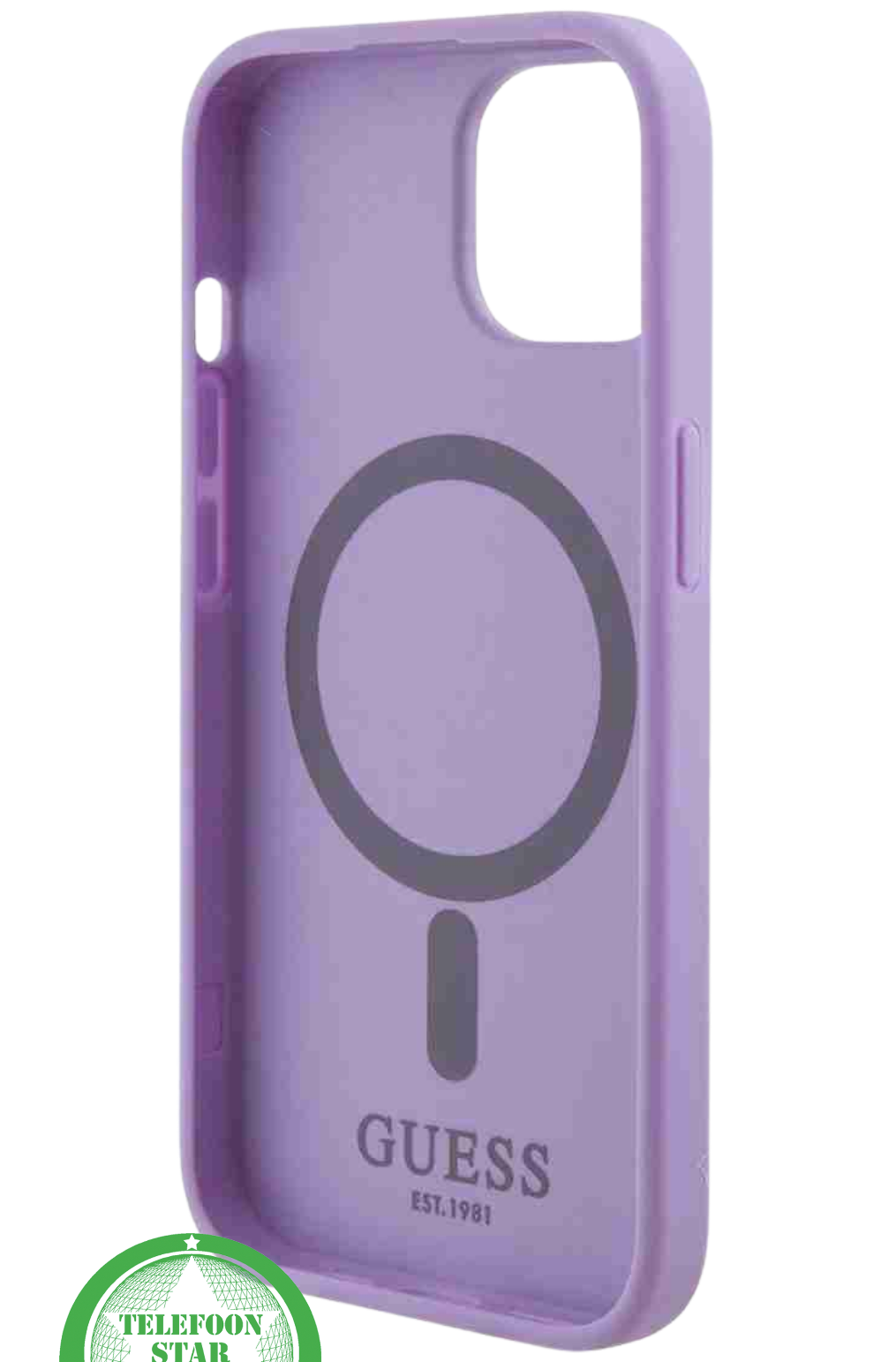 Hoesje voor iPhone 15 &ndash; Paars Luxe Design met Goudkleurig Logo Breng kleur en elegantie samen met dit prachtige Paars hoesje voor de iPhone 15.
