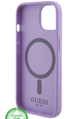 Hoesje voor iPhone 15 &ndash; Paars Luxe Design met Goudkleurig Logo Breng kleur en elegantie samen met dit prachtige Paars hoesje voor de iPhone 15.