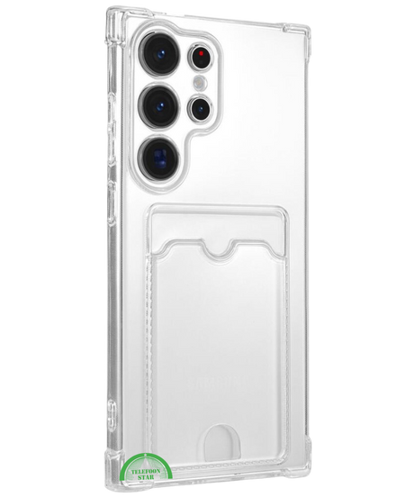 Transparant Hoesje voor Samsung S24 Ultra met Kaartvak, Praktisch, Slank & Shockproof