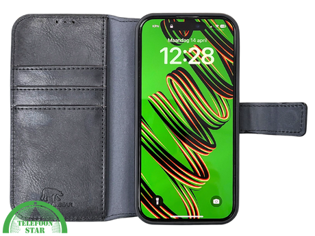 Zwart Bookcase Hoesje twee en een iPhone 15 Pro Max&ndash; Luxe PU-leer &amp; Kaarthouder | Telefoonstar.nl