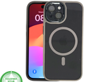 iPhone 15 Hoesje &ndash; Transparant met Beige Rand &amp; MagSafe | Elegant, Neutraal &amp; Praktisch