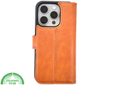 Cognac Bookcase Hoesje twee en een iPhone 15 Pro &ndash; Lederen Look &amp; Kaartvak | Telefoonstar.nl