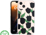 iPhone 13 / 14 Hoesje &ndash; Transparante Case met Zwarte Tulpen | Telefoonstar
