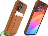 iPhone 15 Hoesje &ndash; Cognacbruin met Pasjeshouder | Functioneel &amp; Stijlvol