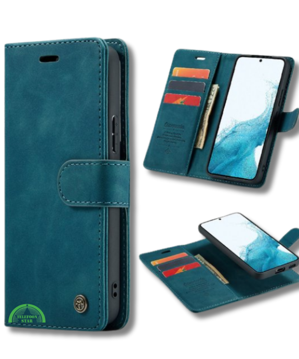 Hoesje voor Oppo Reno 11F Blauwgroen Bookcase Premium kunstleer volledig