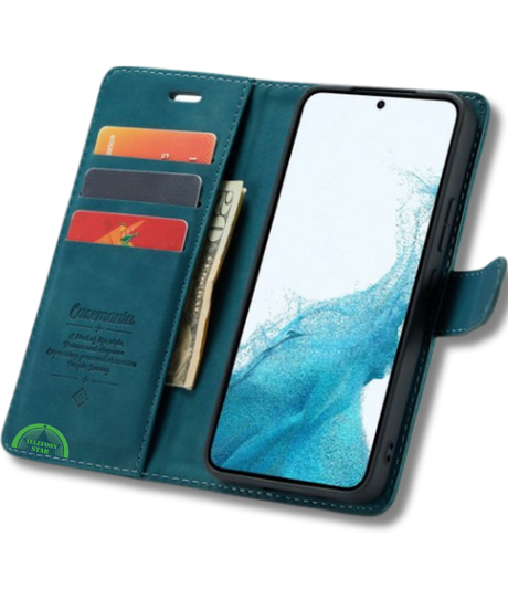 Hoesje voor Oppo Reno 11F Blauwgroen Bookcase Premium kunstleer volledig