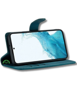 Hoesje voor Oppo Reno 11F Blauwgroen Bookcase Premium kunstleer volledig