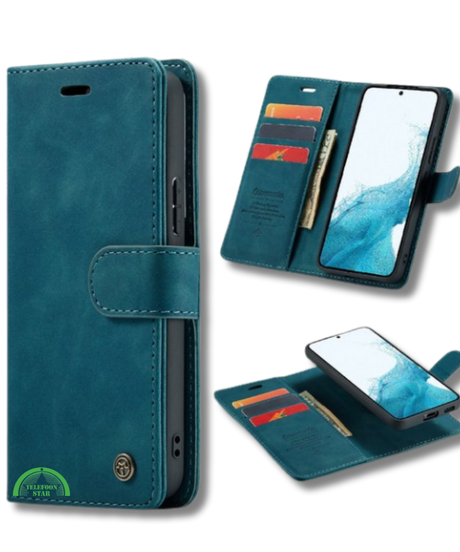 Hoesje voor Oppo Reno 11F Blauwgroen Bookcase Premium kunstleer volledig