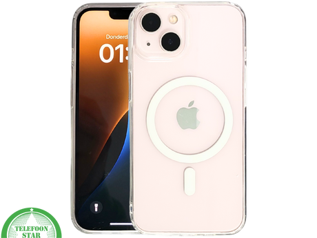 ClearMag Halo &ndash; Transparant iPhone 13 / 14 Hoesje met Witte Magneetring | Telefoonstar.nl