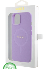 Hoesje voor iPhone 14 &ndash; Paars Luxe Design met Goudkleurig Logo
