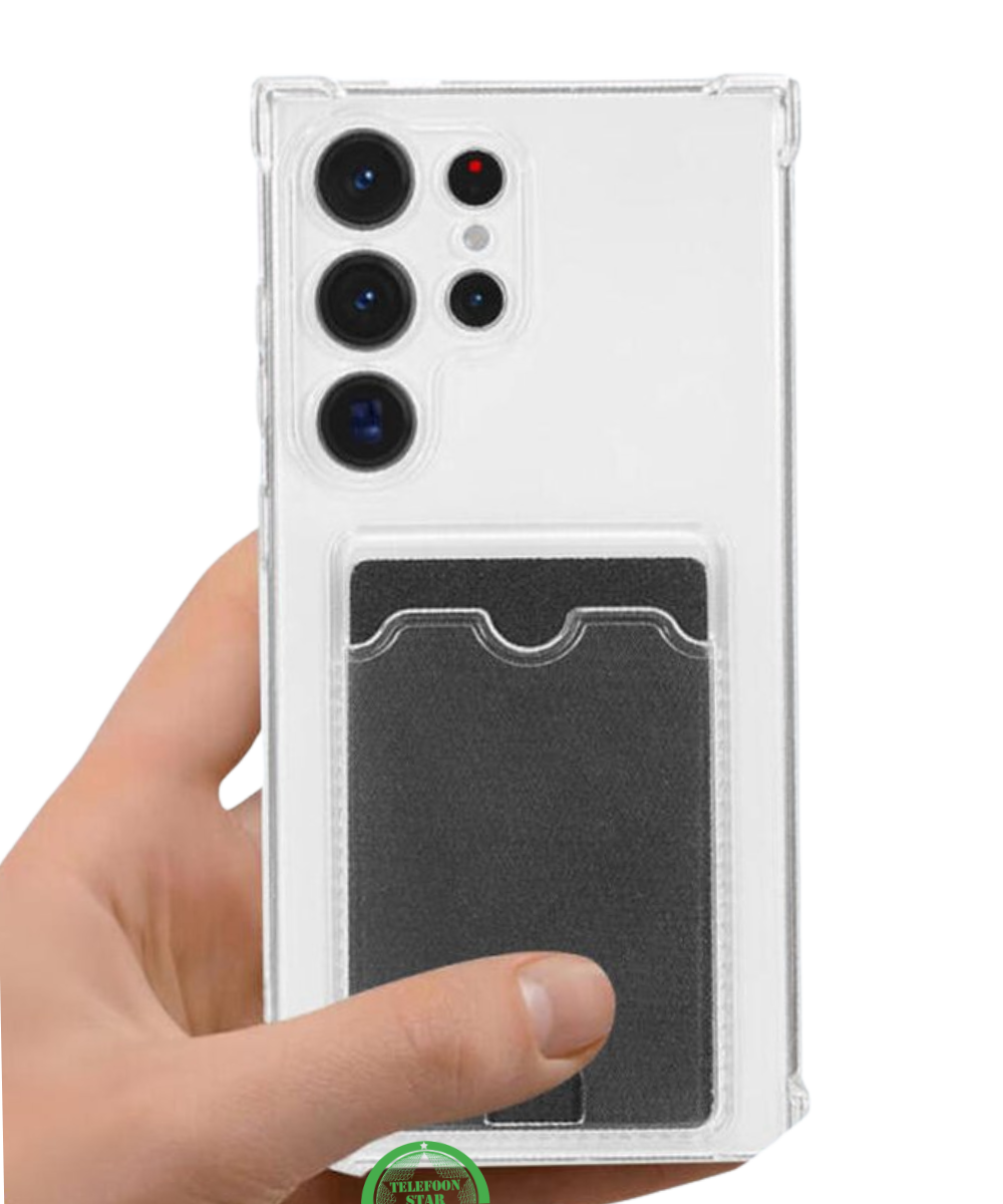 Transparant Hoesje voor Samsung S23 Ultra met Kaartvak, Praktisch, Slank & Shockproof