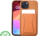 iPhone 15 Hoesje &ndash; Cognacbruin met Pasjeshouder | Functioneel &amp; Stijlvol