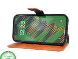 Cognac Bookcase Hoesje twee en een iPhone 15 Pro Max &ndash; Lederen Look &amp; Kaartvak | Telefoonstar.nl