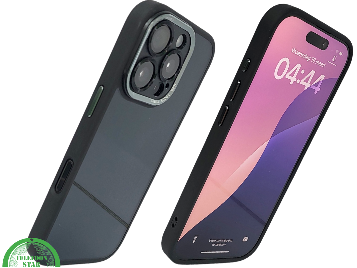 hoesje doorzichtig zwarte randen silicone voor iPhone 16 Pro Max
