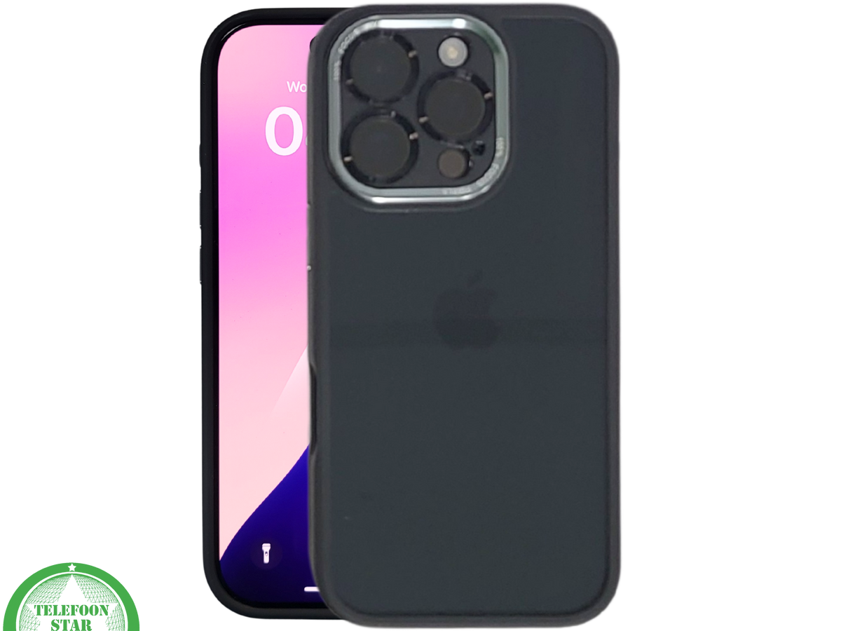 hoesje doorzichtig zwarte randen silicone voor iPhone 16 Pro