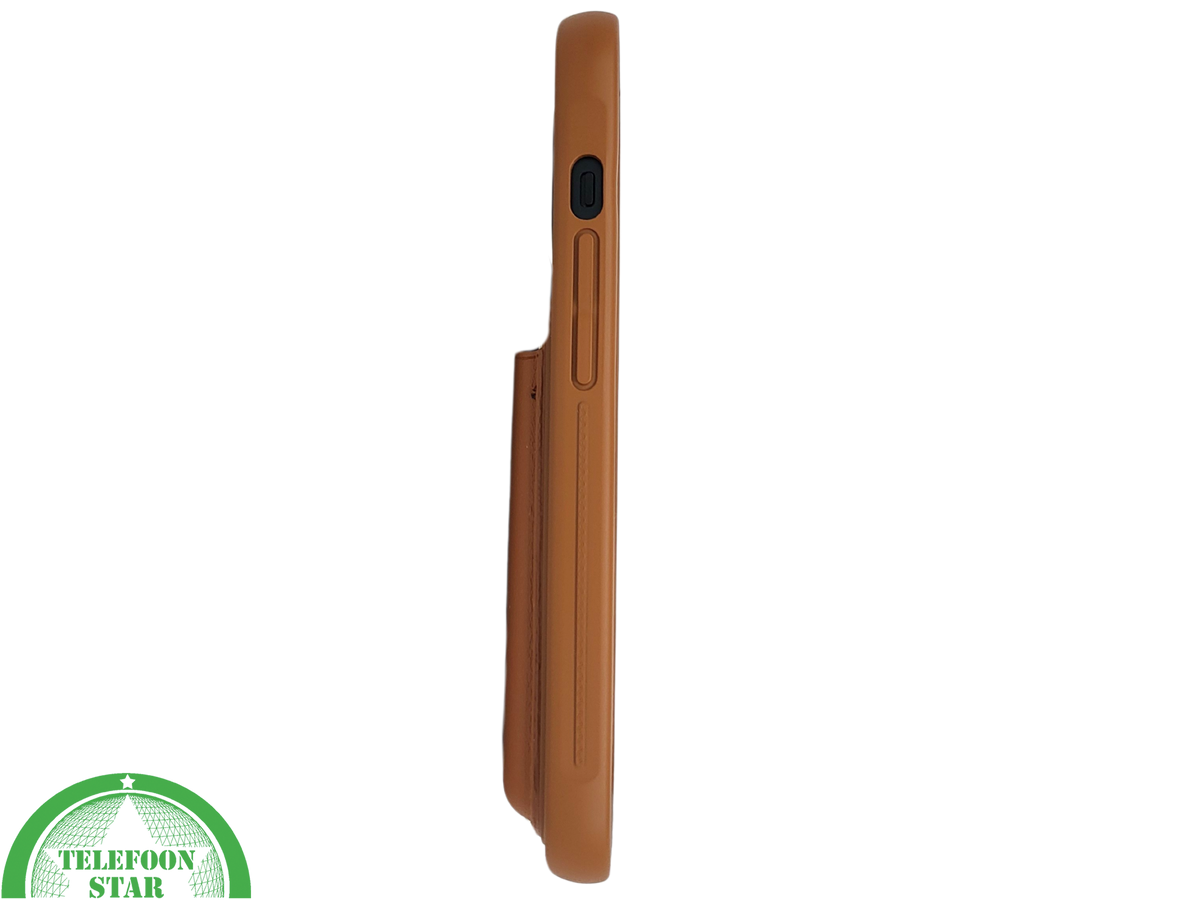 iPhone 15 Hoesje &ndash; Cognacbruin met Pasjeshouder | Functioneel &amp; Stijlvol