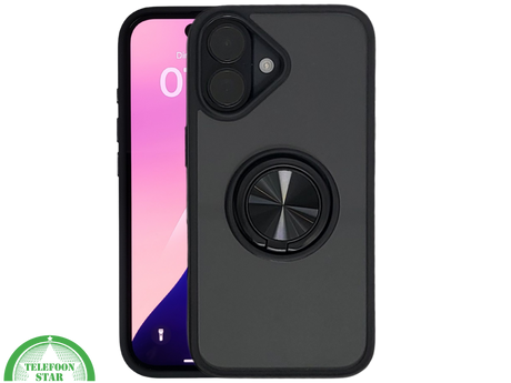 iPhone 16 hoesje zwart transparant met MagSafe ring en stevige bescherming