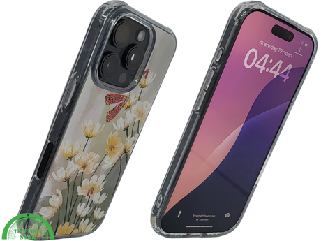 iPhone 16 Pro Max Transparant Hoesje Met Bloemen En Vlinder Elegante Achterkant Bescherming