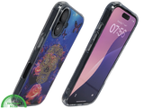 iPhone 16 hoesje transparant met neon skull en vlinder design schokbestendig