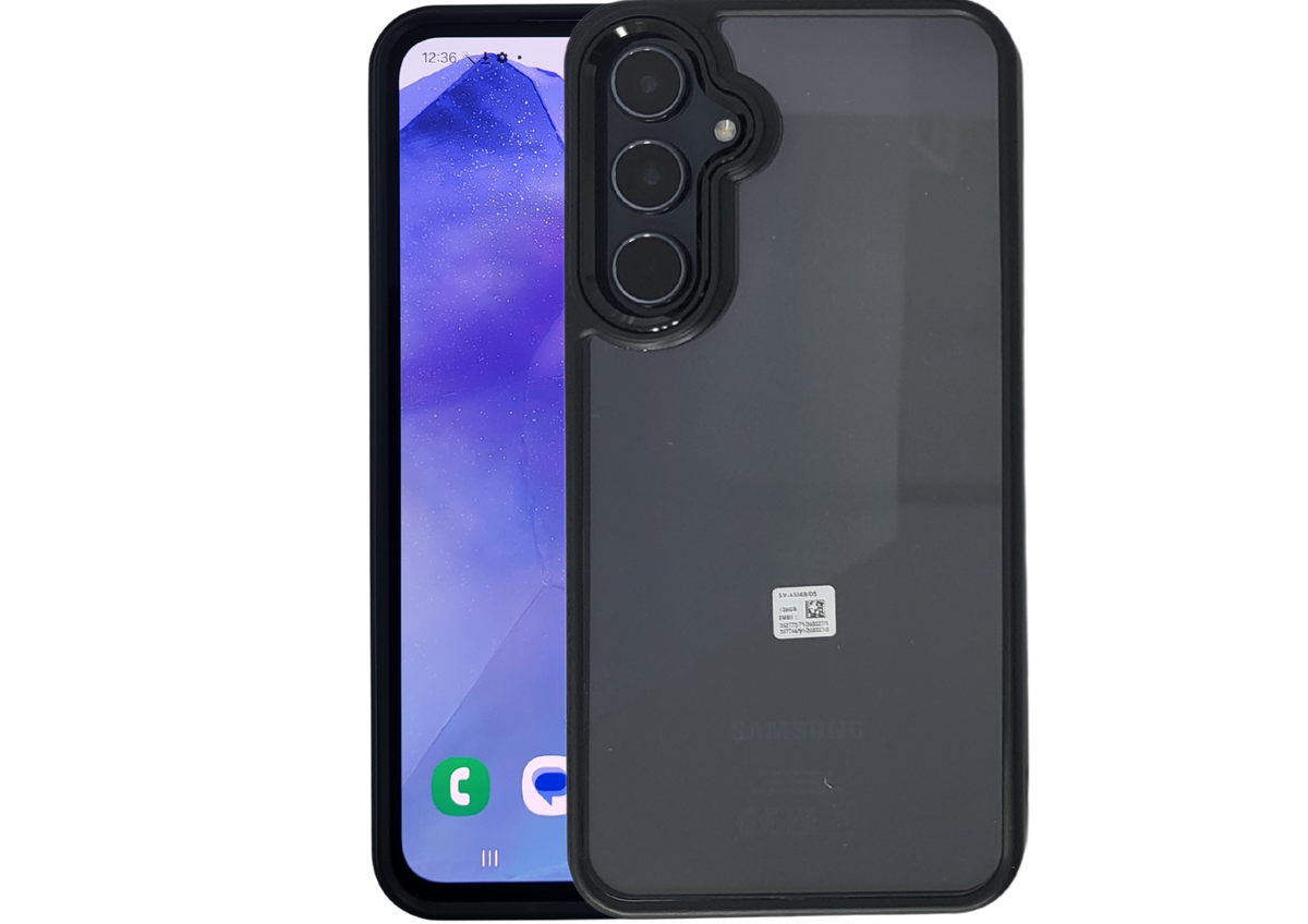 Hoesje voor Samsung Galaxy A57 doorzichtig zwarte randen Bescherming