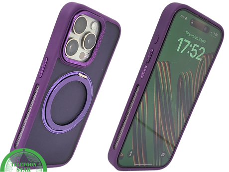 Paars iPhone 15 Pro Max Hoesje met Ringhouder &ndash; MagSafe &amp; Kickstand | Telefoonstar.nl