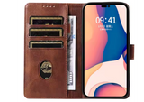 Luxe Boek iPhone 16E (2025)Bruin Leerlook Wallet Case Kaartvakken