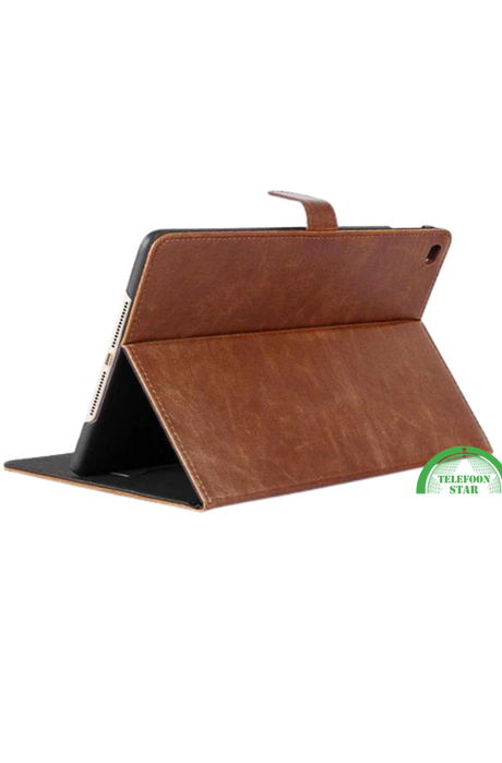 Bruine Leren Look iPad Air 5 Hoesje 10.9 (2022) &ndash; Luxe Bookcase Bescherming