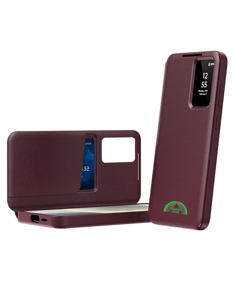 Samsung Galaxy S26 Ultra Hoesje Rood Smart View Bookcase met Pasjeshouder