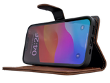 Luxe Boek iPhone 16E (2025)Bruin Leerlook Wallet Case Kaartvakken