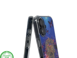 iPhone 16 hoesje transparant met neon skull en vlinder design schokbestendig