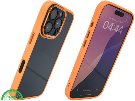 iPhone 16 Pro Oranje Hoesje Met Transparante Achterkant Stevige Bescherming
