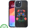 iPhone 15 Hoesje &ndash; Sugar Skull Design | Transparant, Kleurrijk &amp; Uniek