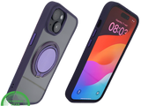 iPhone 15 Hoesje &ndash; Transparant Met Paarse Ringhouder | Stijlvol, Praktisch &amp; Betrouwbaar