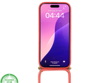 Koraalrood Koord Hoesje &ndash; Biologisch Afbreekbare Crossbody Case Met Verstelbare Draagkoord voor iPhone 16 Pro