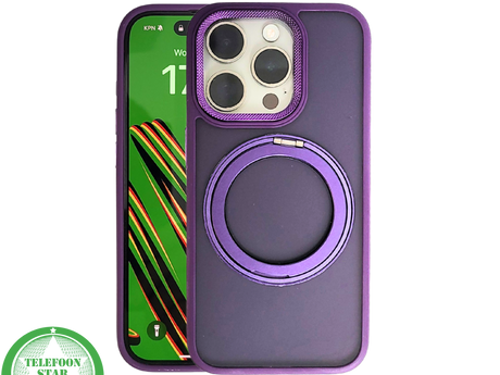Paars iPhone 15 Pro Max Hoesje met Ringhouder &ndash; MagSafe &amp; Kickstand | Telefoonstar.nl