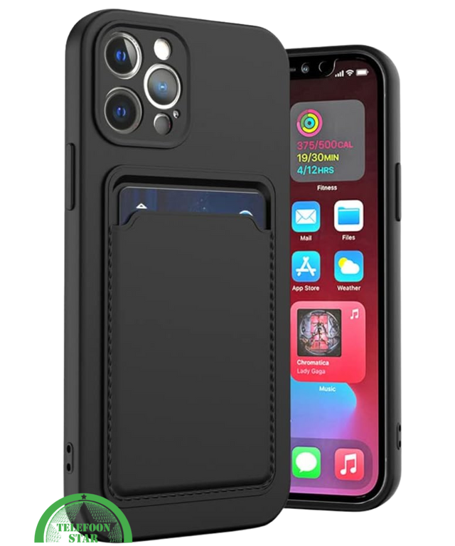Zwart Hoesje voor iPhone 12 Pro met Kaartvak, Praktisch, Slank &amp; Veilig