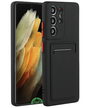 Hoesje voor Samsung S24 Ultra Zwart Transparant, Kaartvak, Praktisch, Slank & Shockproof