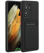 Zwart Transparant Hoesje voor Samsung S25 Ultra met Kaartvak, Praktisch, Slank & Shockproof