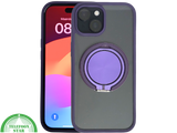 iPhone 15 Hoesje &ndash; Transparant Met Paarse Ringhouder | Stijlvol, Praktisch &amp; Betrouwbaar