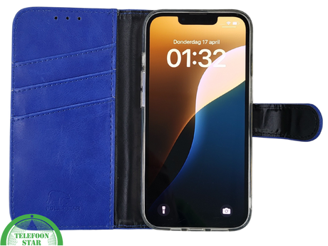 Blauw Bookcase Hoesje iPhone 13 EN 14 Wallet Case met Magneetsluiting Telefoonstar
