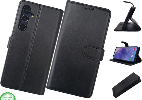 Samsung Galaxy S26 plus Lichtzwart Boek Case Leer Stijlvolle