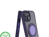 iPhone 15 Hoesje &ndash; Transparant Met Paarse Ringhouder | Stijlvol, Praktisch &amp; Betrouwbaar