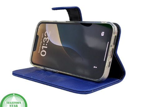 Blauw Bookcase Hoesje iPhone 13 EN 14 Wallet Case met Magneetsluiting Telefoonstar