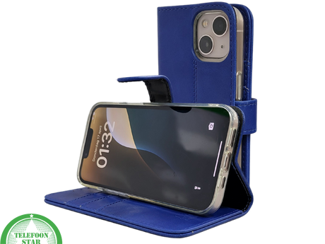 Blauw Bookcase Hoesje iPhone 13 EN 14 Wallet Case met Magneetsluiting Telefoonstar
